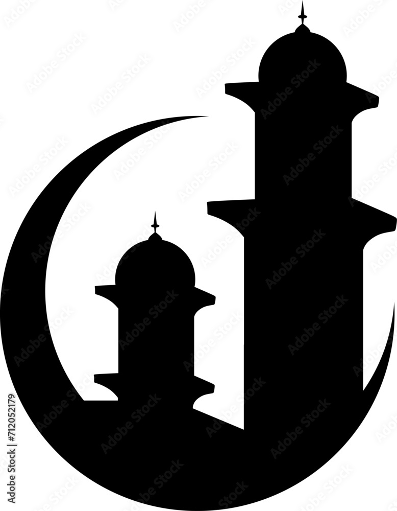 Silhouette mosque illustration vector element Silhouette mosque illustration vector element