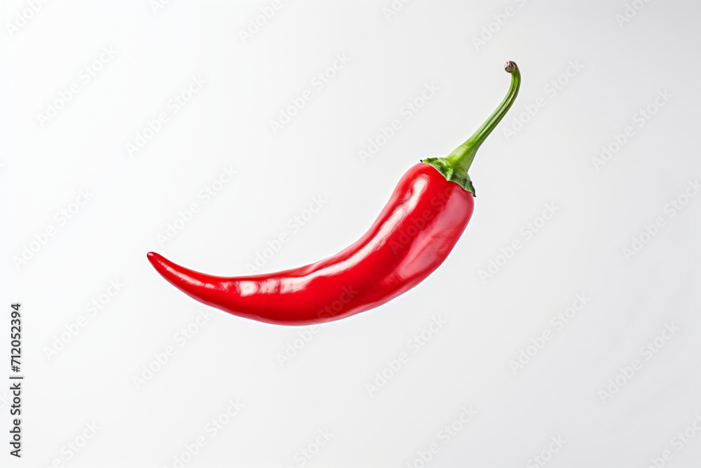 Red hot pepper levitates on a white background copyspace Generative AI Red hot pepper levitates on a white background copyspace Generative AI