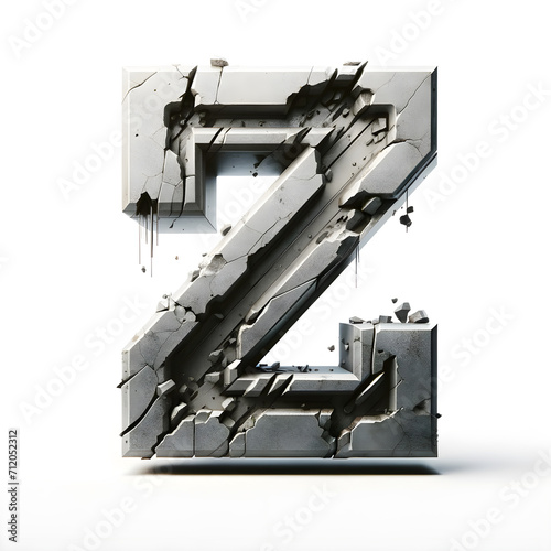 3D letter Z construction font with industrial concrete and rubble embossed © Sunshine Design