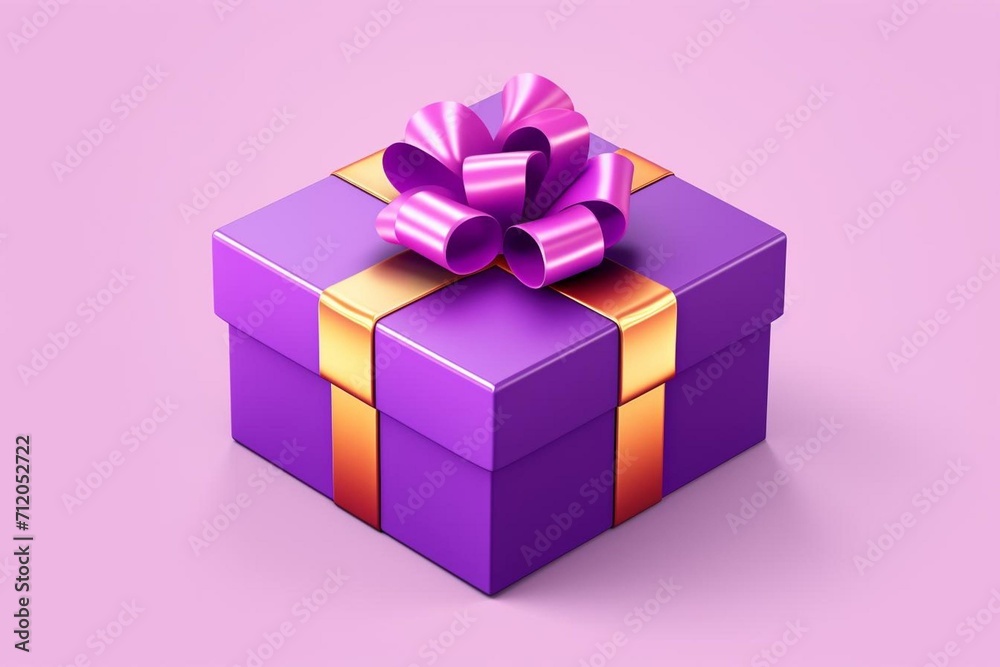 An isometric present box in purple color, specifically designed for Christmas. Generative AI An isometric present box in purple color, specifically designed for Christmas. Generative AI