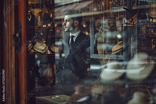 Dapper Elegance: Man Wearing Vest and Tie on a Stylish Dresser 