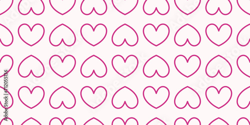 pink love heart seamless pattern illustration. pink hearts outline background. Valentine's day holiday texture, romantic wedding design