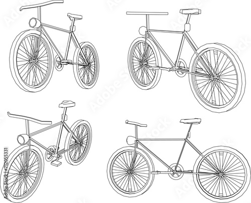 Vector sketch illustration of simple bicycle design with pedals 