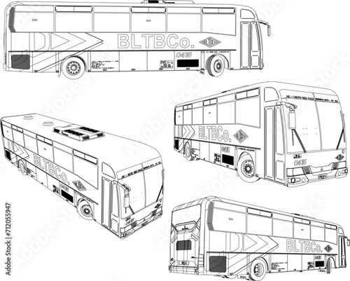 Vector sketch illustration of public bus transportation car design