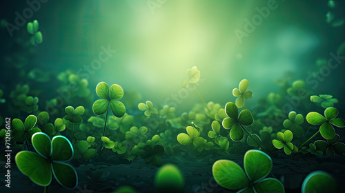 St. patrick's day background with clovers and question mark on the green background