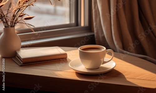 Warm Winter Coffee by the Window with Rustic Decor