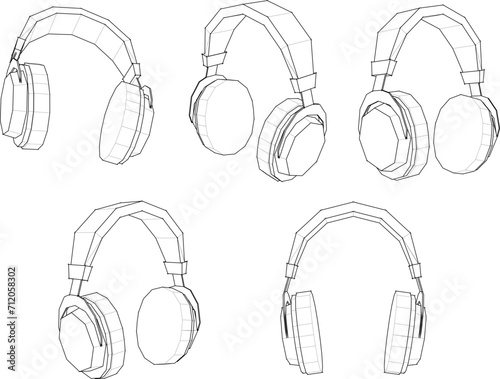 Vector sketch illustration of teenage headphones design