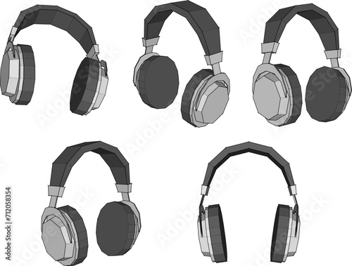 Vector sketch illustration of teenage headphones design