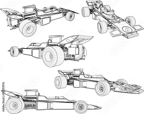 Vector sketch illustration of special edition formula racing car design