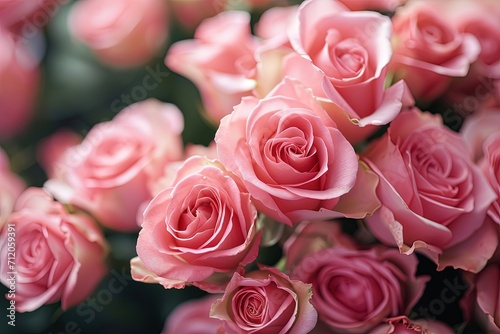 Pink roses blooming  romantic background.