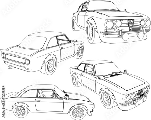 Vector sketch illustration of street sport racing car design