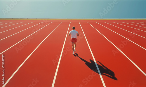 Runner athlete running on racetrack. Healthy lifestyle and fitness concept.
