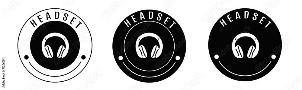 Black and white illustration of headset icon in flat. Stock vector. Black and white illustration of headset icon in flat. Stock vector.