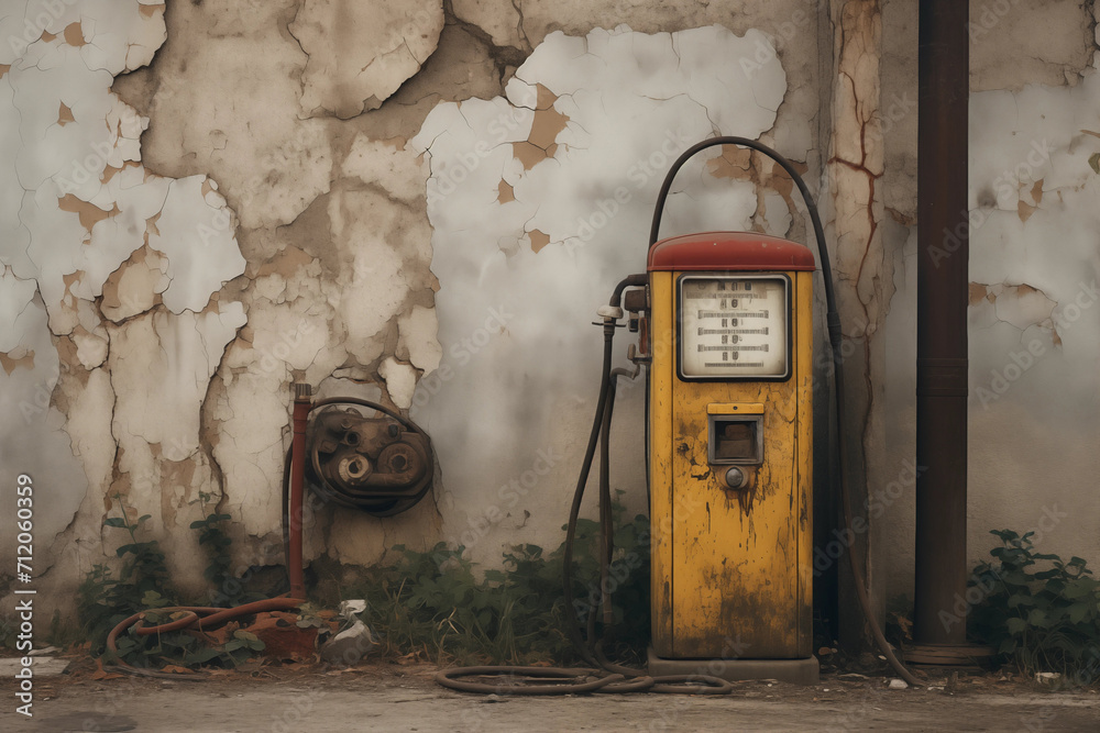 Old gas pump on the background of an old wall Old gas pump on the background of an old wall