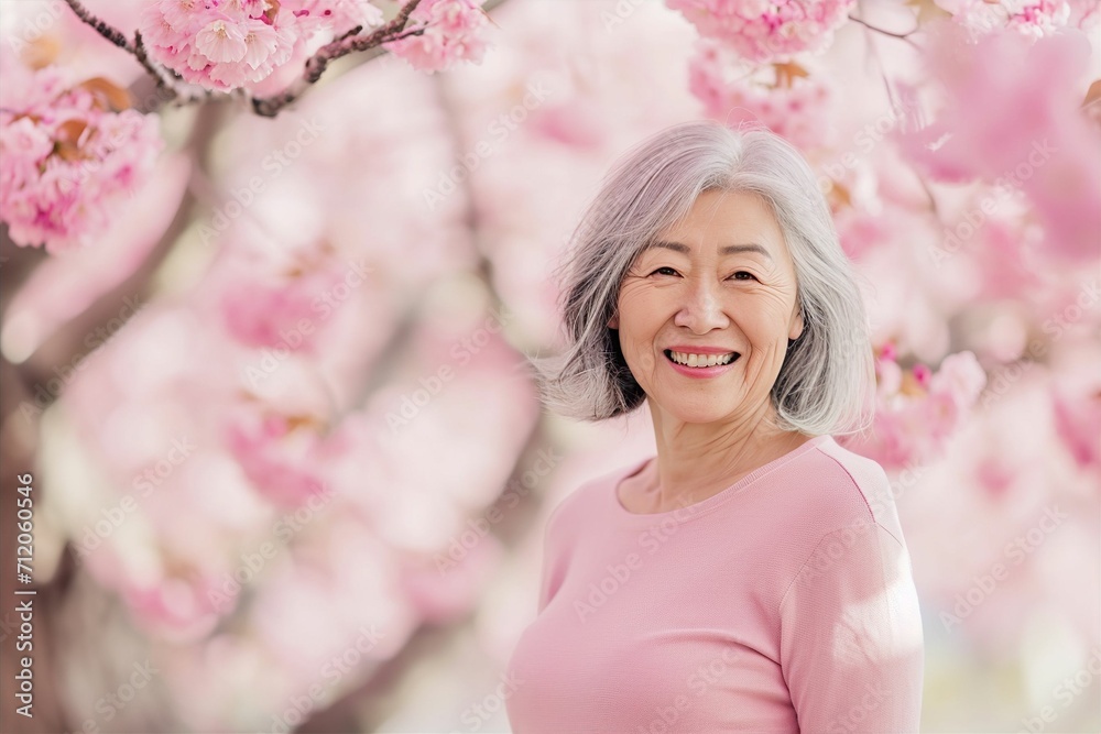 花見を楽しむ日本人おばあさんのポートレート(春・桜・祖母・おばあちゃん・シニア・高齢者) 花見を楽しむ日本人おばあさんのポートレート(春・桜・祖母・おばあちゃん・シニア・高齢者)