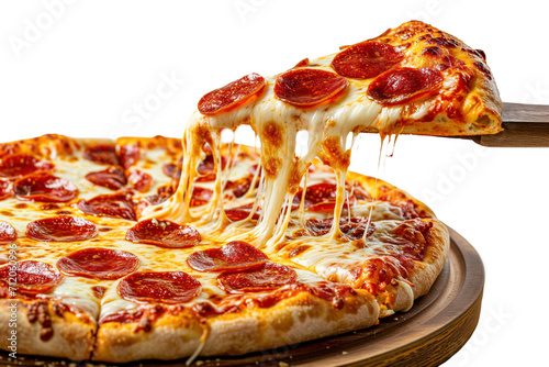 pepperoni pizza slice with melted cheese, on transparent background photo