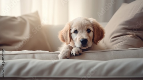 Wallpaper Mural puppy lies under the blanket sleeping on the bed Torontodigital.ca