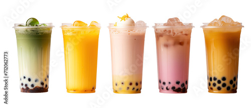 selection of tapioca bubble tea on transparent background photo