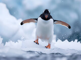 Penguin Landing on Ice