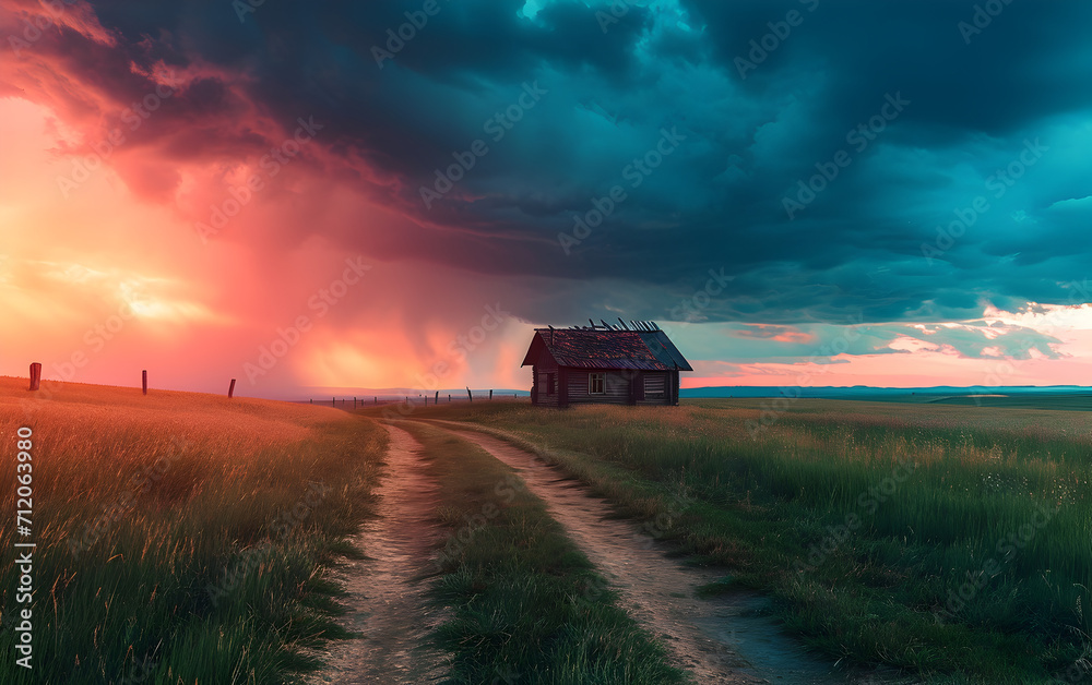Rural Farmland Setting with Ominous Storm Clouds Rural Farmland Setting with Ominous Storm Clouds