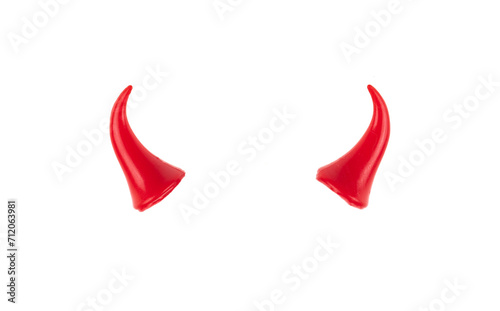 small red devil horns isolated on white background