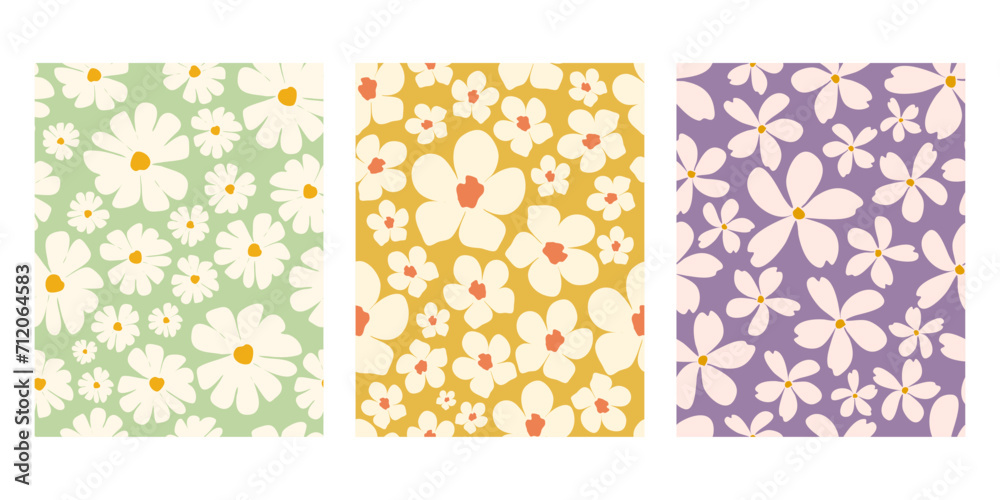 Flower pattern background, Pastel Flower vector background, seamless pattern decorated with daisy flower vector illustration background 