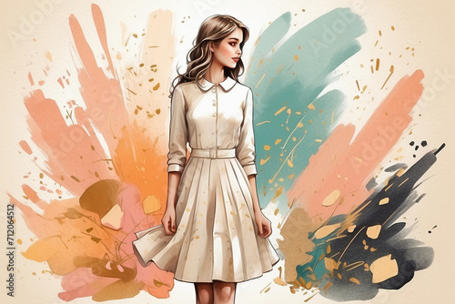 Fashion girl in sketch-style. Hand-drawn illustration.