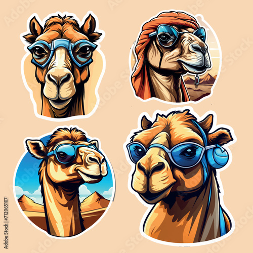camel stickers for t-shirts with mascot images photo