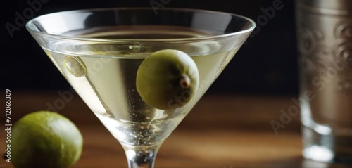  a martini glass with a green olive garnish and a silver shaker with a silver shaker and a glass with a green olive garnish garnish garnish garnish.