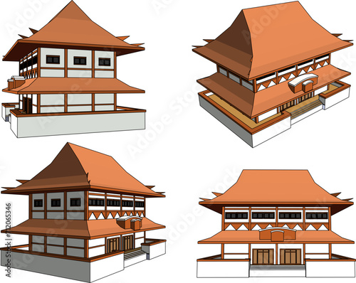 Vector sketch illustration of traditional ethnic simple holy temple design