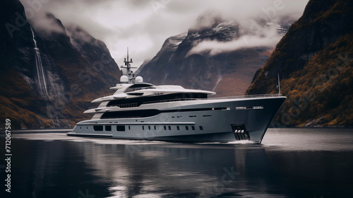 Wallpaper Mural Superyacht Cruising the Norwegian Fjords Torontodigital.ca