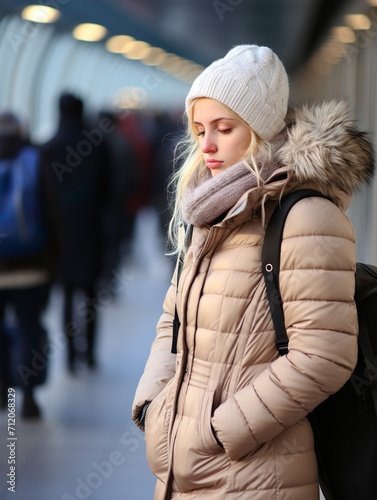 portrait of a woman in a winter coat photo