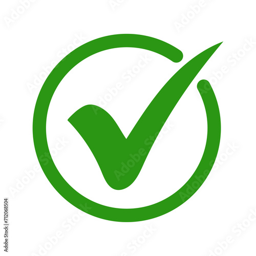 Round green tick mark ok sign vector design photo