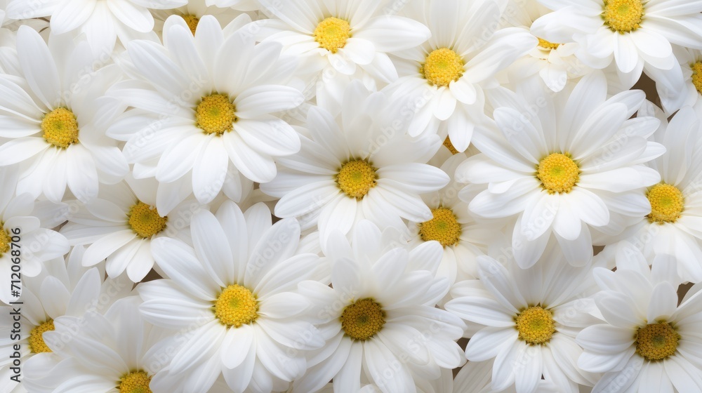 Daisy pattern. Flat lay spring and summer chamomile flowers . Repetition concept. Top view