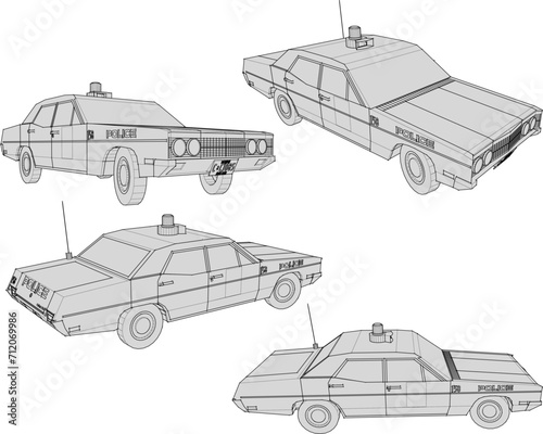 Vector sketch illustration of vintage classic police car design