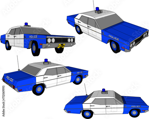 Vector sketch illustration of vintage classic police car design
