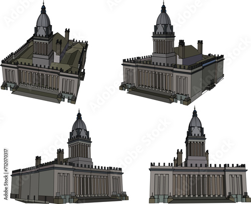 Vector sketch illustration of vintage old classic government building design