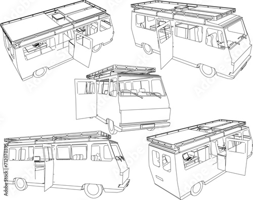 Vector sketch illustration of travel car design for adventure