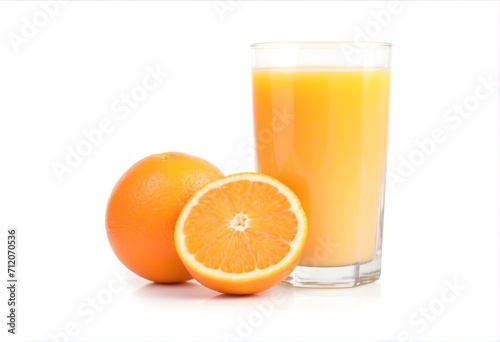 Glass of orange juice and orange fruit