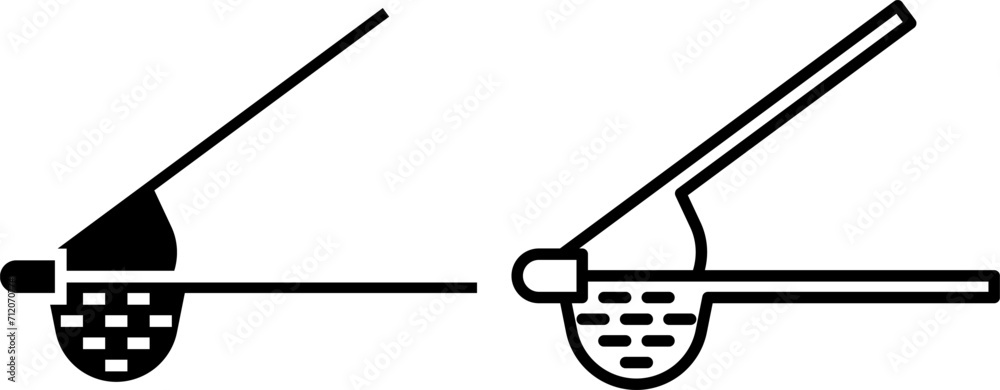 Fototapeta premium garlic press icon, sign, or symbol in glyph and line style isolated on transparent background. Vector illustration