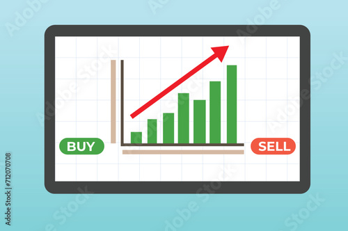 business graph growth  on tablet buy and sell stock Share