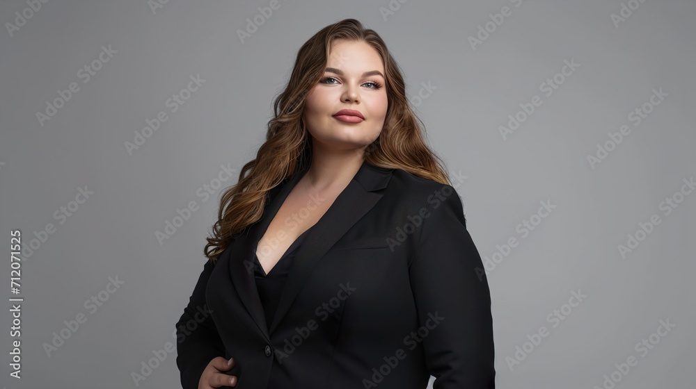 Plus size European woman in suit. body positivity Plus size European woman in suit. body positivity