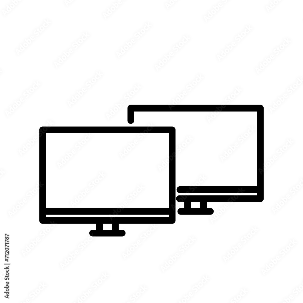 led monitor line icon logo vector