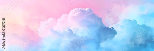 Wide banner abstract watercolor cloud texture with pastel color background photo
