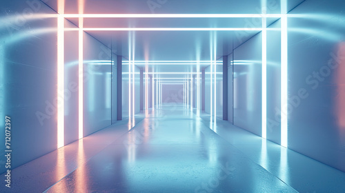 Abstract futuristic light corridor interior, Modern minimal background