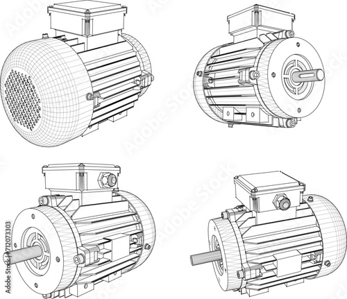 Vector sketch illustration of WATER PUMP DYNAMO design