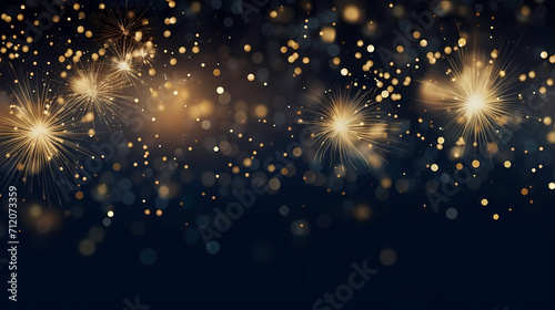 Happy New Year, burning fireworks with bokeh light background