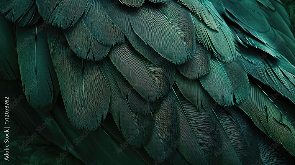 Fototapeta premium Beautiful dark green viridian vintage color trends feather texture background