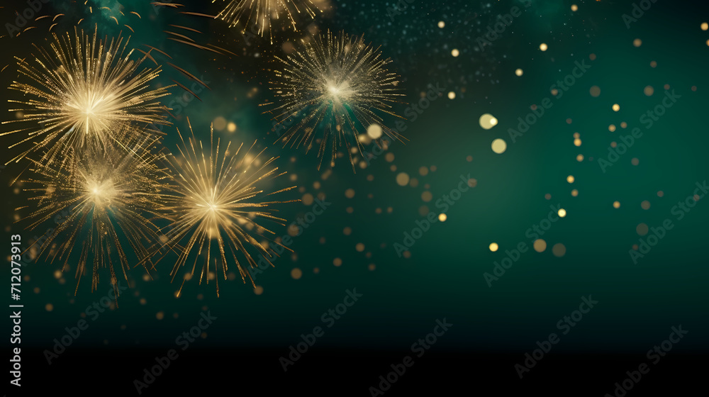 Fototapeta premium Happy New Year, burning fireworks with bokeh light background