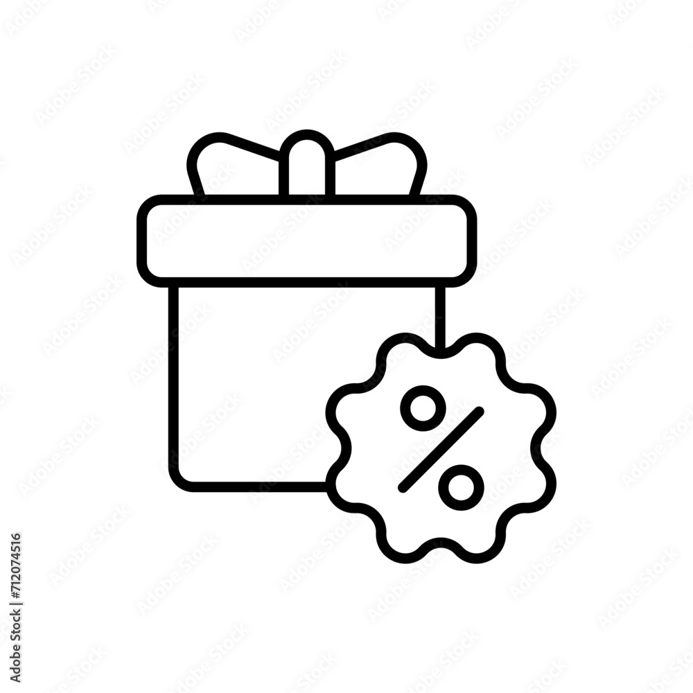 Obraz premium Gift discount outline icons, minimalist vector illustration ,simple transparent graphic element .Isolated on white background